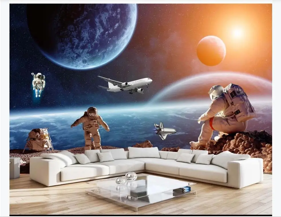 

Custom Photo Wall papers 3D Space earth astronaut starry Mural Wallpaper Living room Sofe TV background wall Home Decor