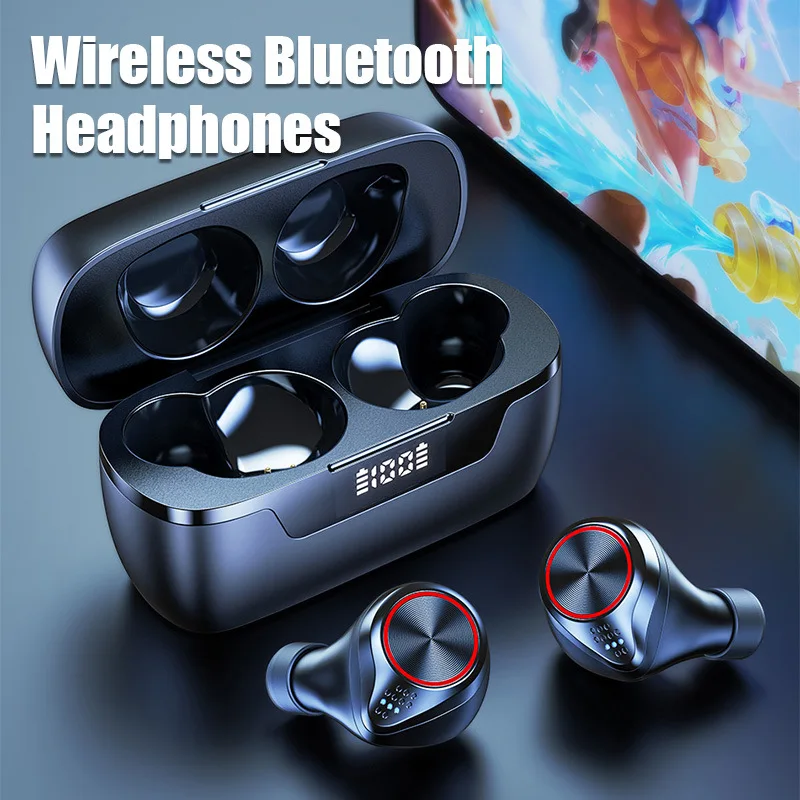 

TWS Wireless Headphone Waterproof Sport Earbuds LED Display Touch Control Bluetooth-Compatible Earphone Stereo Headsets With Mic