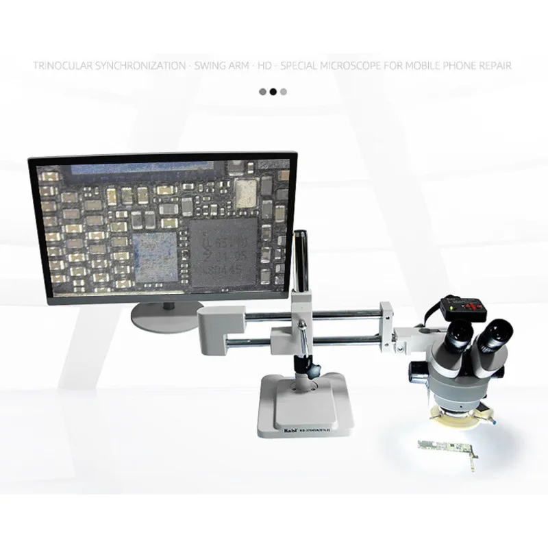 KAISI 7X 45X зум PCB инспекции подшипника стрелы стенд стерео тринокулярный микроскоп