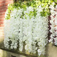 12PCs Wisteria Artificial Flowers Hanging Garland Vine Rattan Fake Flower String Silk Flowers for Home Garden Wedding Decoration