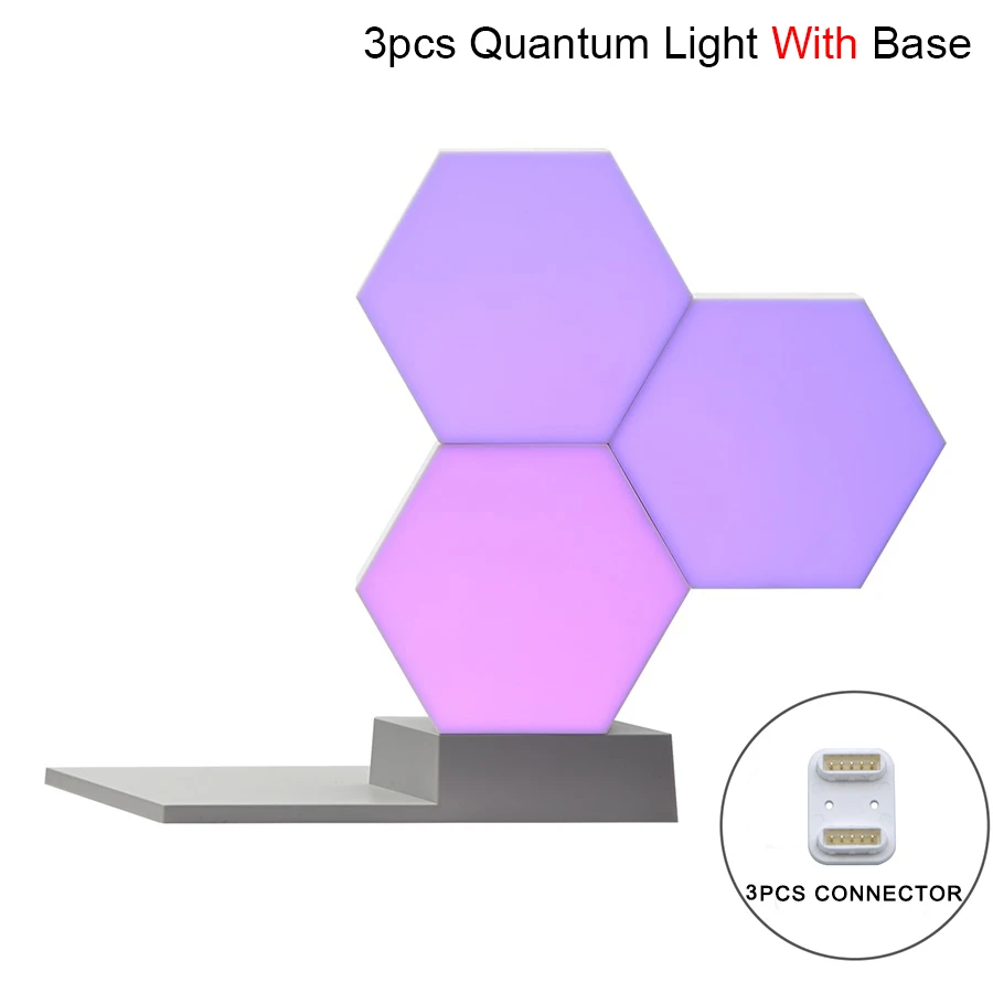 3pcs With Base Lifesmart DIY квантовый Ночной светильник, Геометрическая сборка, USB ночник, умное приложение, голосовое управление для Google Home, Amazon Alexa, лампа - Испускаемый цвет: 3pcs With Base