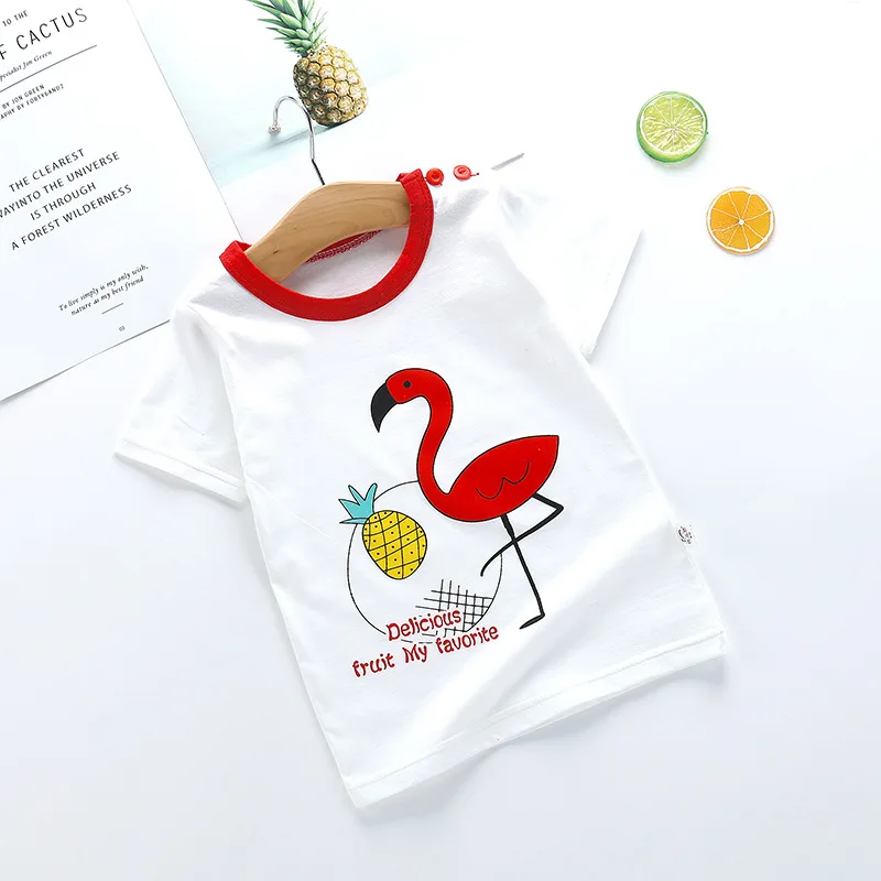 Летние футболки с коротким рукавом для маленьких девочек и мальчиков хлопковые