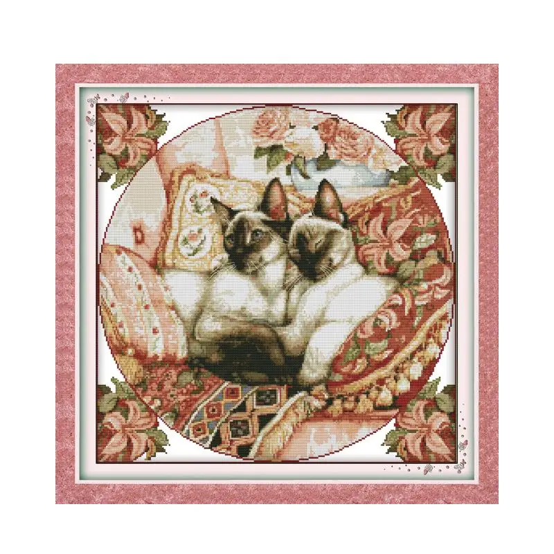 

Набор для вышивки крестиком Sleepy cats 14ct 11ct, предварительно штампованный холст, вышивка крестом с животными, рукоделие ручной работы