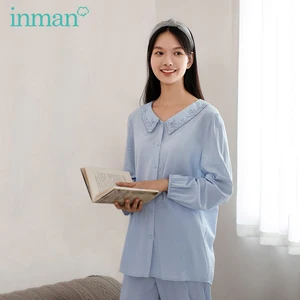 INMANвесенне-осенняя Домашняя одежда милая детская пижама с воротником, комплект из 2 предметов, женская рубашка и штаны для отдыха