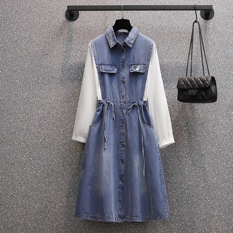 

Женское джинсовое платье до колен, осенняя одежда, женское джинсовое платье, элегантные весенние облегающие повседневные ковбойские плать...