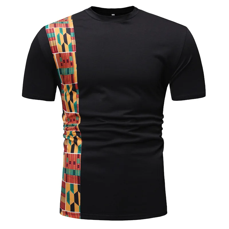 Черная африканская одежда в стиле пэчворк 2022 модная Дашики с коротким рукавом