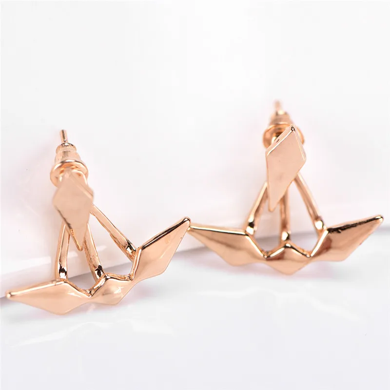 

New Geometric Glossy Asymmetric Rhombus Stud Earrings For Women Elegant Earing Jewelry Gift 1 Pair Hot