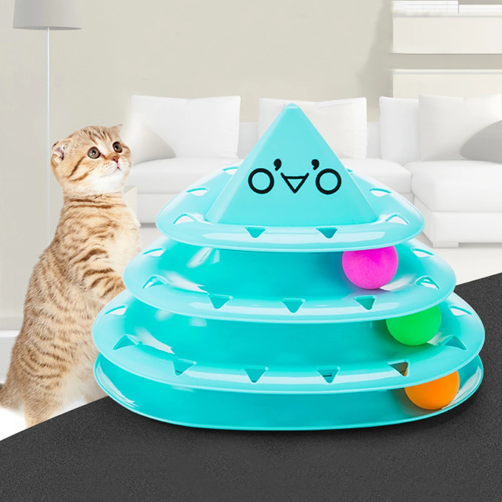 

3 Layer Cat Turntable Crazy Ball Disk Amusement Plate Kitten Interactive Intelligence Triple Play Disc Toy Pet IQ Traning Toys