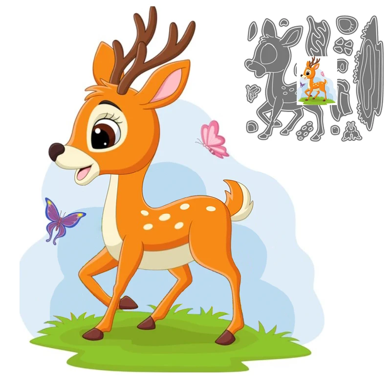 

New Metal Cutting Dies Christmas Little Sika Deer Fawn Stencils Die Cut Mould for DIY Scrapbooking Album Paper Card Handicrafts