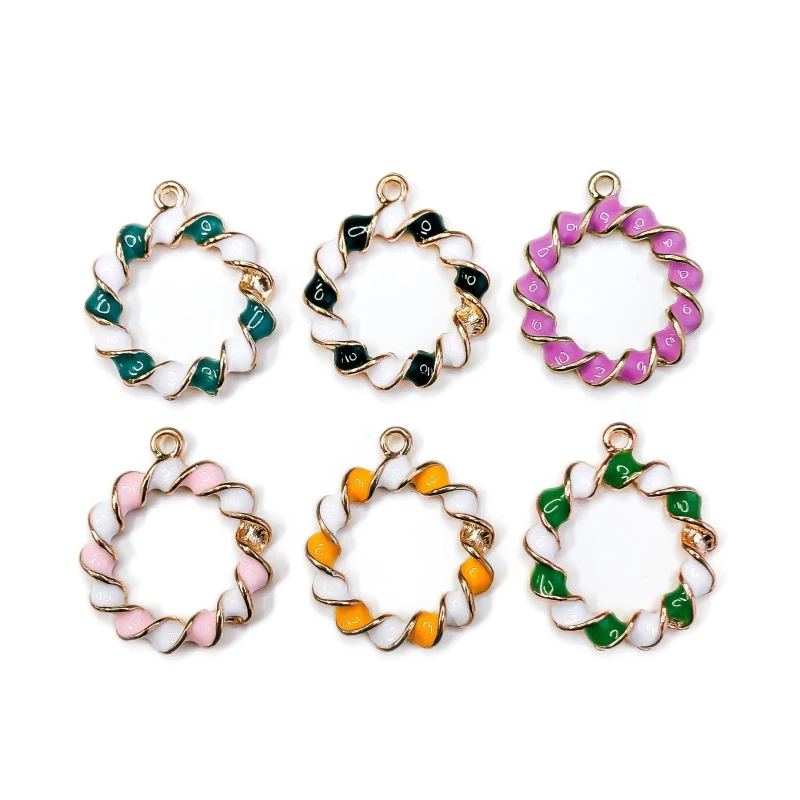 

Eardrop Loop Circle Gold Plated Pendant Necklace Earring Accessories Charms Wholesale Jewelry Finding Diy Handmade Material 8pcs