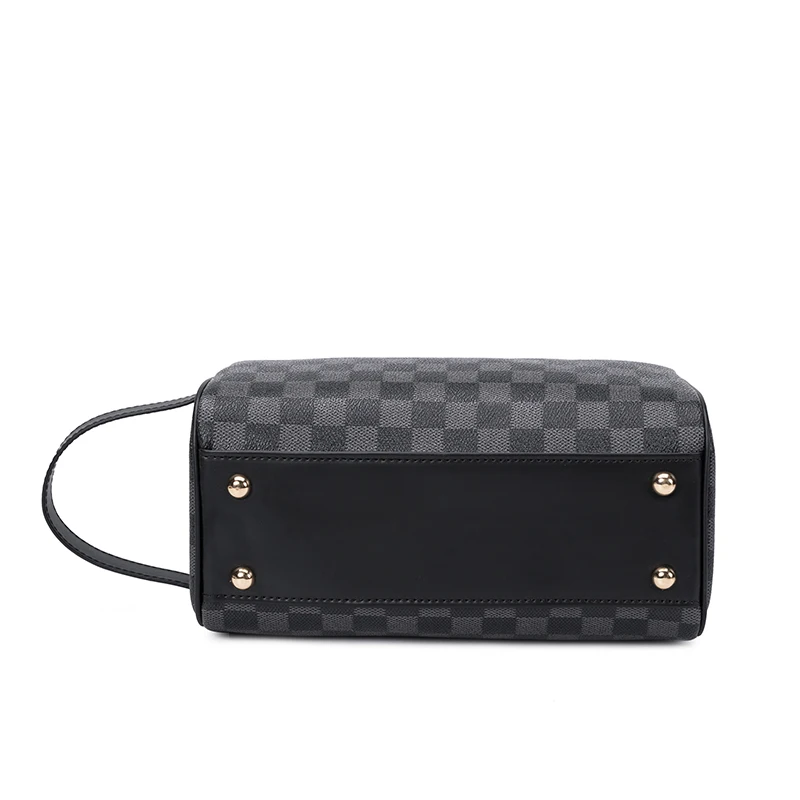 

Cosmetic Bag Large Capacity Portable Simple Printing Storage Bag Men And Women Portable Cylindrical Bag Medium Lattice Clutch