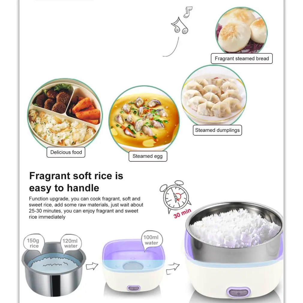 1L Multi-functional Electric Lunch Box 110/220V/Car EU/US Plug Food-Grade Mini Food Container Warmer For Dinnerware Sets |