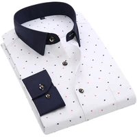 aoliwen brand men white casual print long sleeve shirt spring summer leisure vacation button trend silky breathable slim shirts