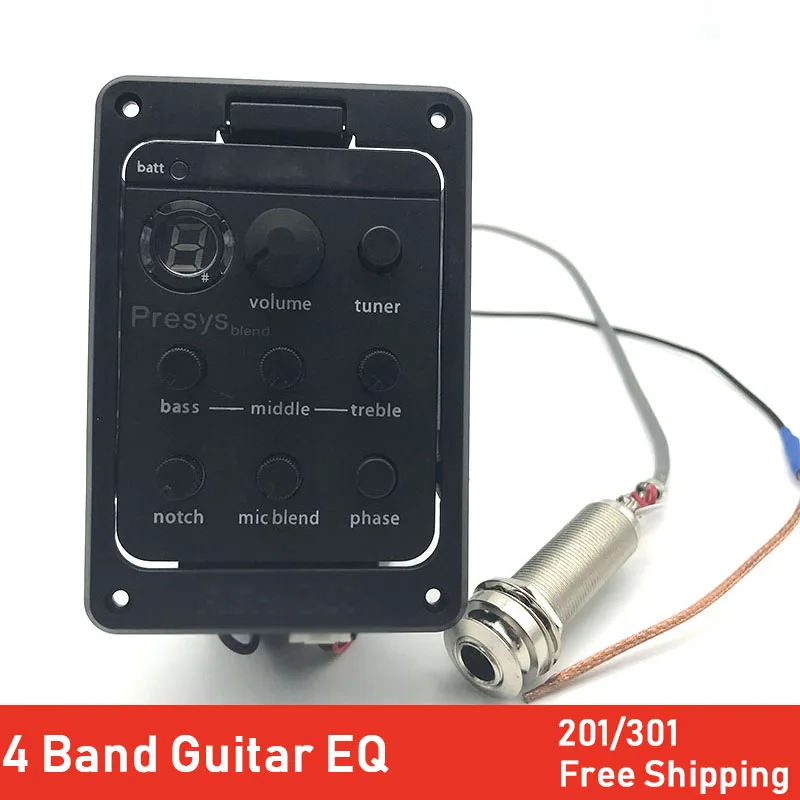 

4Band Guitar Pickups Dual Mode Preamp EQ Tuner Piezo Pickup Equalizer System With Mic Beat Board Acoustic Guitar pickups w/logo