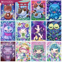 5d diamond painting cartoon cute colorful cat flowers and girl animals embroidery cross stitch kits mosaic home decor gift