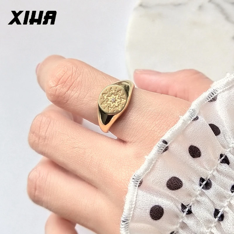 XIHA золото 925 серебряные кольца для женщин минималистичный Регулируемый 2019 в