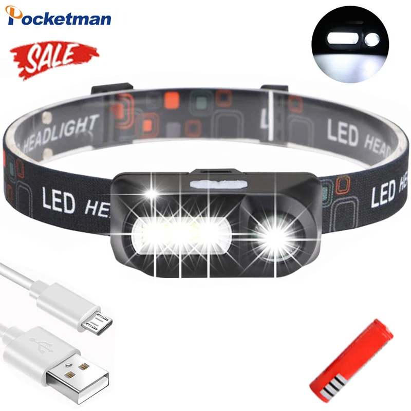 

Super Bright LED Headlamp Outdoor camping XPE+COB USB Head light charging zoom headlights Waterproof flashlight by 18650 Battery