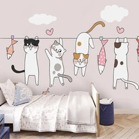 cartoon photo murals kids bedroom wallpapers modern nordic 3d hand painted cat children room background wall paper home decor