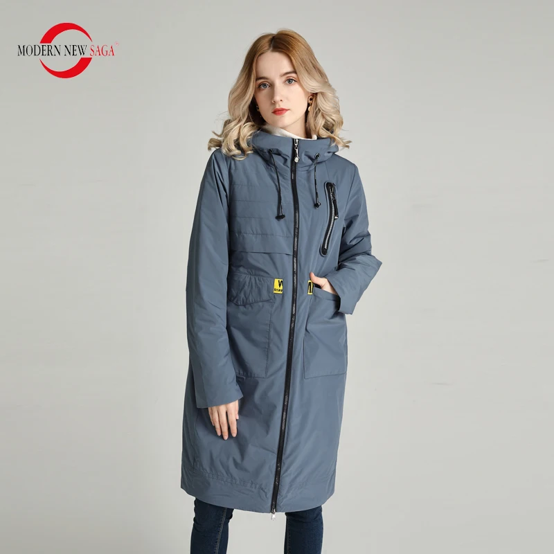 MODERN NEW SAGA 2020 Стеганое Пальто Женское Длинная Куртка Осень Женская Весенняя
