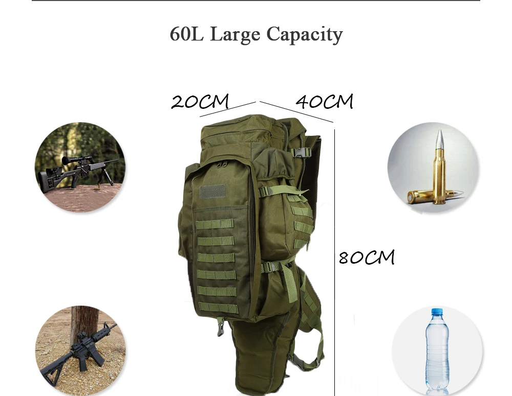 60L Открытый тактический военный рюкзак армейская сумка рюкзак для охоты стрельбы для походов, альпинизма, туризма путешествий