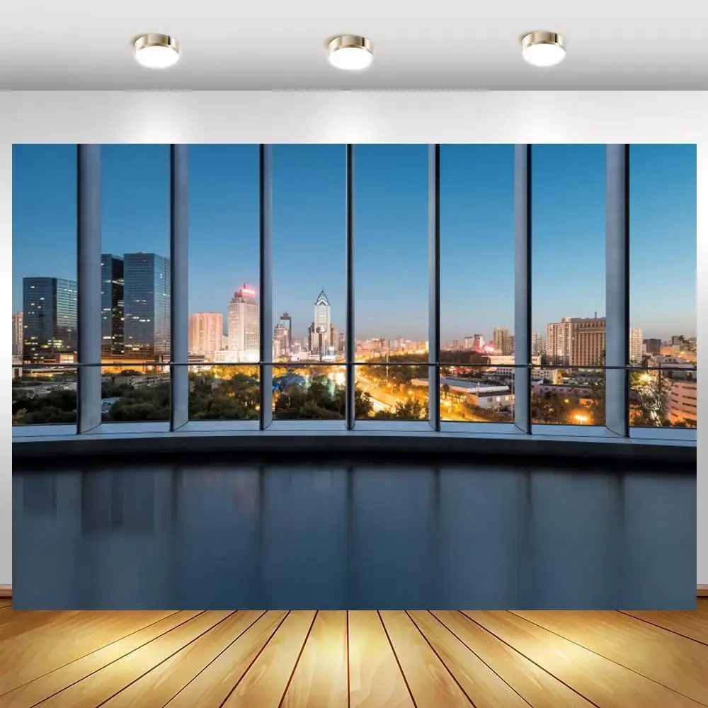 

Office Glass French Window City Building Landscape Scene Photography Backgrounds for Photo Studio Photographic Backdrop