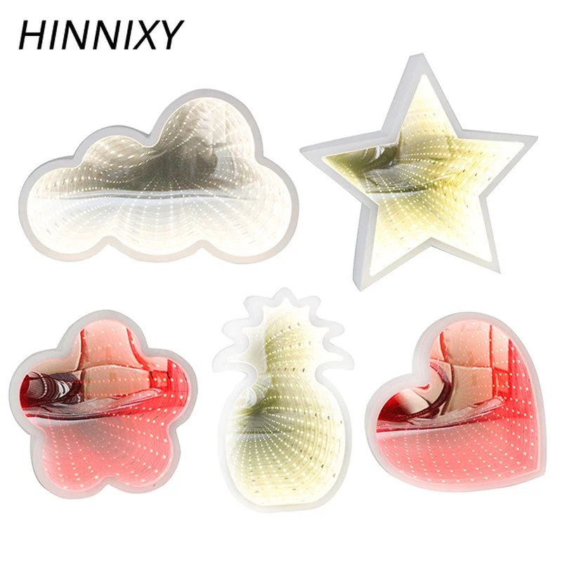Hinnixy LED туннель белый ночник Сердце Звезда облако форма косметическое зеркало