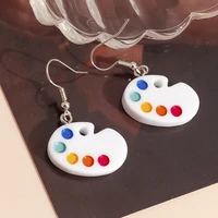 creative color palette earrings for women mini cute drawing plate drop earring artist jewelry gift love painting girl welfare