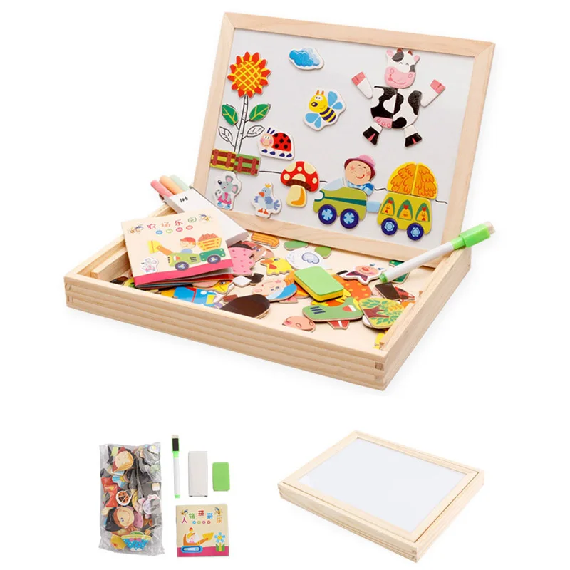 

Montessori Sensory Toys Animal Puzzle Writing Magnetic Drawing Blackboard Learning Education Toys For Kids Brinquedos J0564H