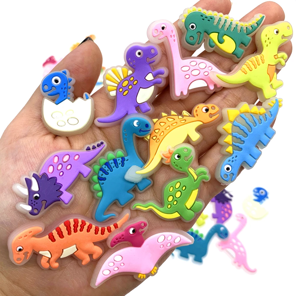 1 шт. Светящиеся в темноте иконы динозавра подвески для обуви милое животное