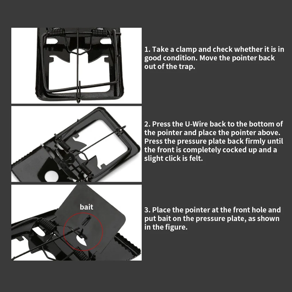 

2pcs Iron Household Mousetrap Harmless Insect Catcher Clip Home Pest Capture Board Tool