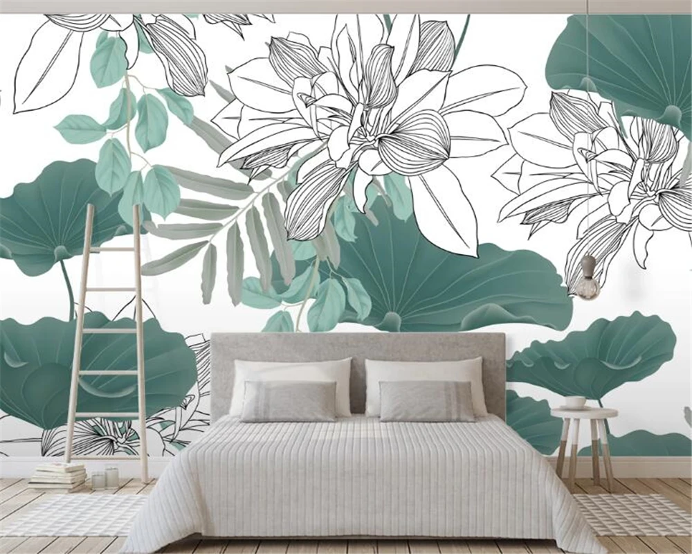 

Настенные обои ручной росписи в скандинавском стиле, тропические растения, цветы и птицы, фоны для гостиной, спальни, 3D-обои