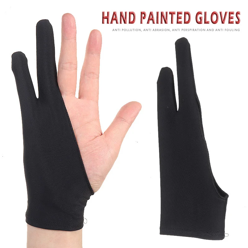 

Black Drawing Glove 2 Finger Anti-fouling Glove Artist Hand Drawing Glove For Any Graphics Drawing Tablet Art Supplies Accessory