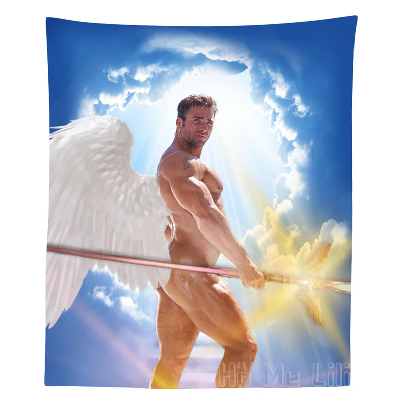 

The Angel Billy Tapestry Wall Hanging Cool Guy Armed With Light Sky Background Steam Artwork For Bedroom Living Room