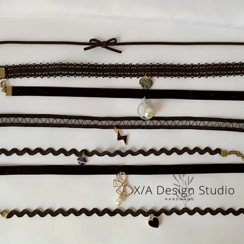 

Универсальное ожерелье в стиле "Лолита Алиса", кружевной металлический чокер с бантом для молодых девушек, регулируемая цепочка до ключиц, м...