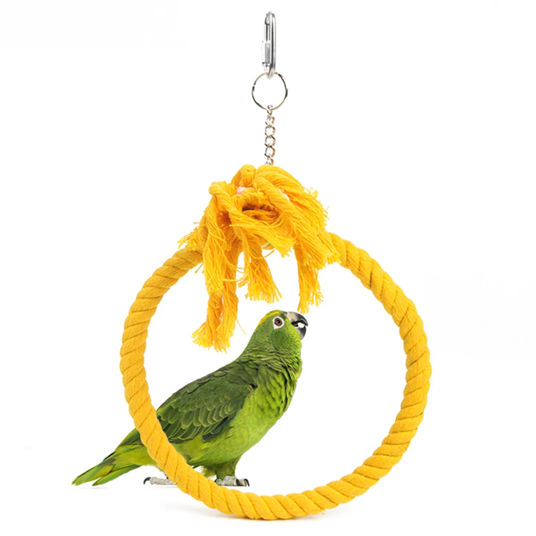 

1pcs New Parrots Cotton Rope Round Bird Circle Hanging Swing Cage Accessories Toys Parrot Ring Perch Pendant Bird Supplies