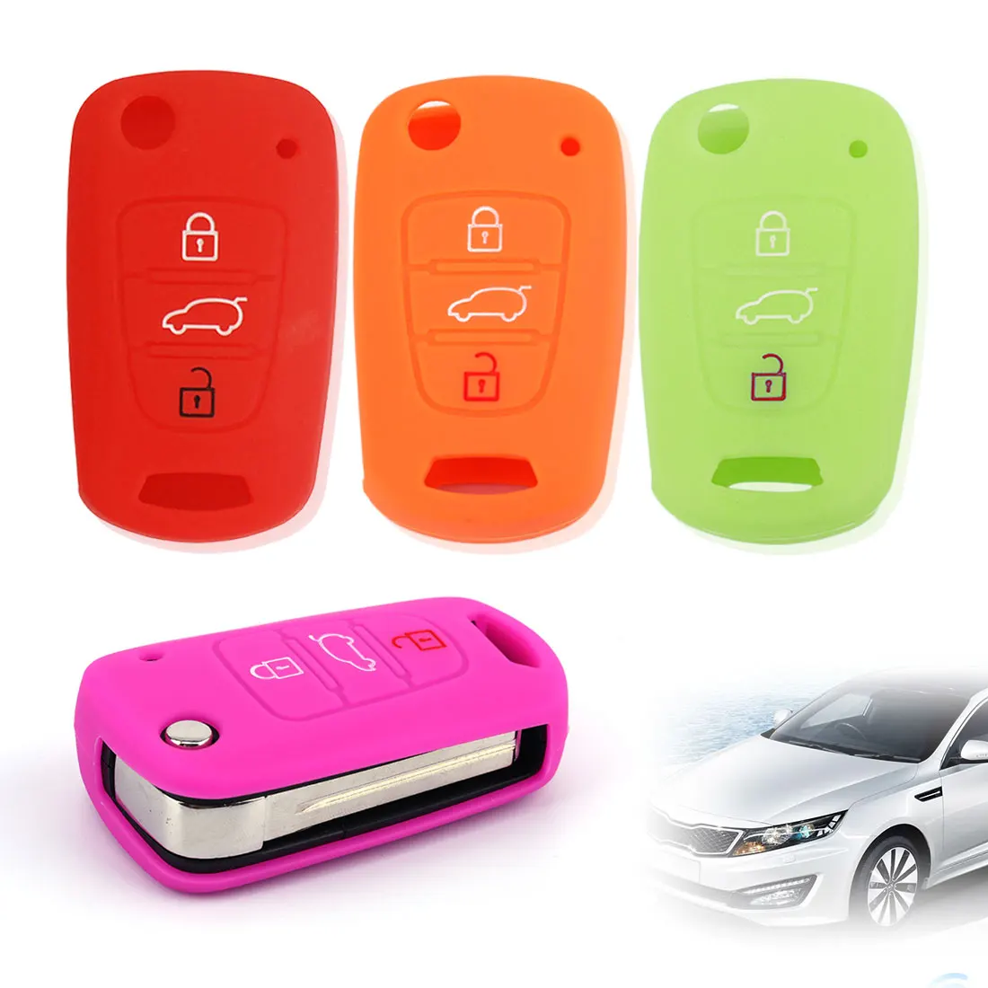 Силиконовый чехол-книжка с 3 кнопками для автомобильного ключа Kia RIO K2 K3 K5 Ceed Cerato