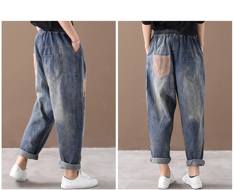 Max LuLu/ корейские модные осенние джинсовые брюки женские штаны-шаровары женские полосатые джинсы в стиле пэчворк Повседневная Уличная Одежда большого размера
