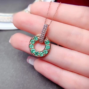 YOULEM  Jewelry 100% Real Emerald Sapphire Ruby Necklace for Party 925 Silver Gemstone Necklace Birthday Gift for Woman