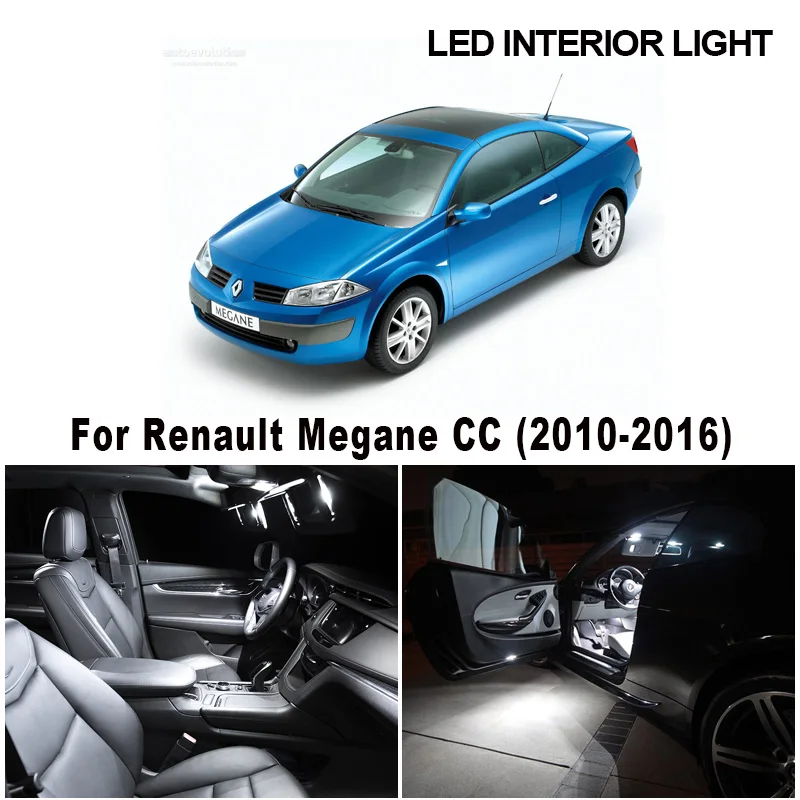 

11pcs White Canbus Car LED Bulbs Interior Reading Map Dome Light Kit For Renault Megane CC 2010-2016 Door License Plate Lamp