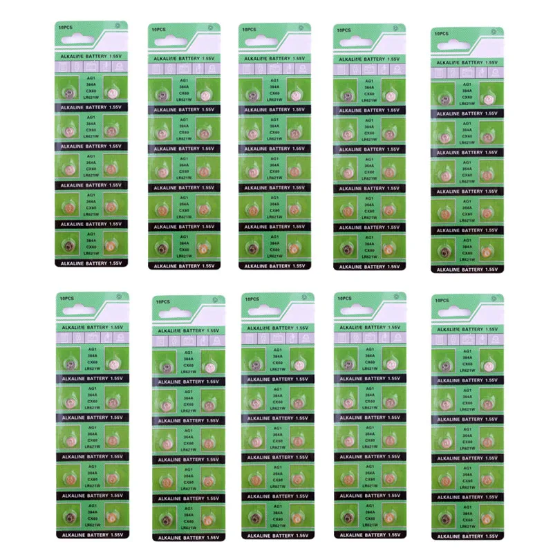Кнопочная батарейка AG1 LR621 100 1 55 364 SR621 SR621SW SR60 SP364 TR621 164 шт./10 карт 30 мАч 531 в для часов