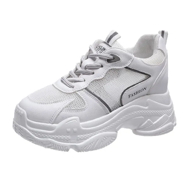 

Small White Shoes Round Toe Increas Height Tennis Female All-Match 2021 Fashion Women's Clogs Platform Slip On Sneakers New Brea