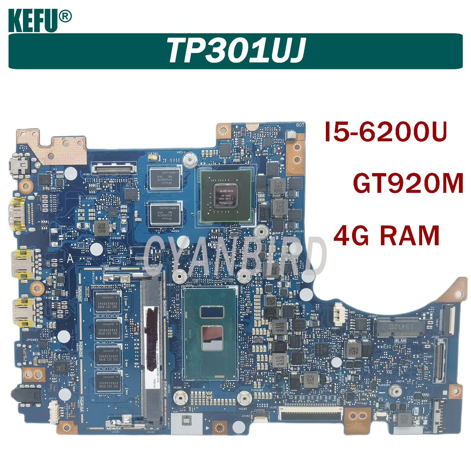 

TP301UJ is suitable for ASUS TP301UA Q303UA TP301UJ notebook computer motherboard with 4GB-RAM I5-6200U GT920M 100% test OK