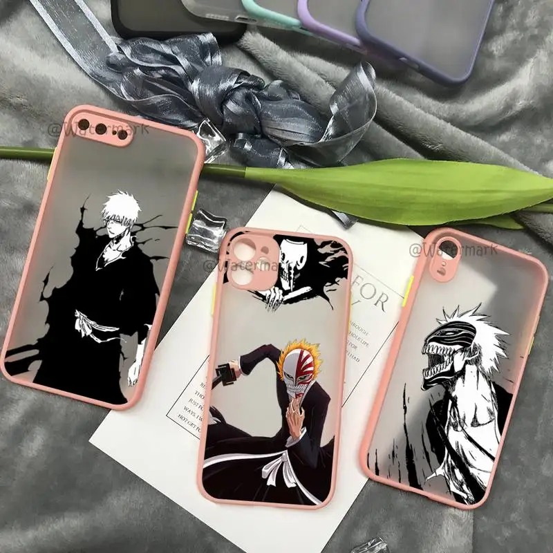 

Kurosaki Ichigo Bleach Anime Phone Case For IPhone 13 12 11 Pro Xs Max X Xr 8 7 Plus Pink Matte Translucent Coque
