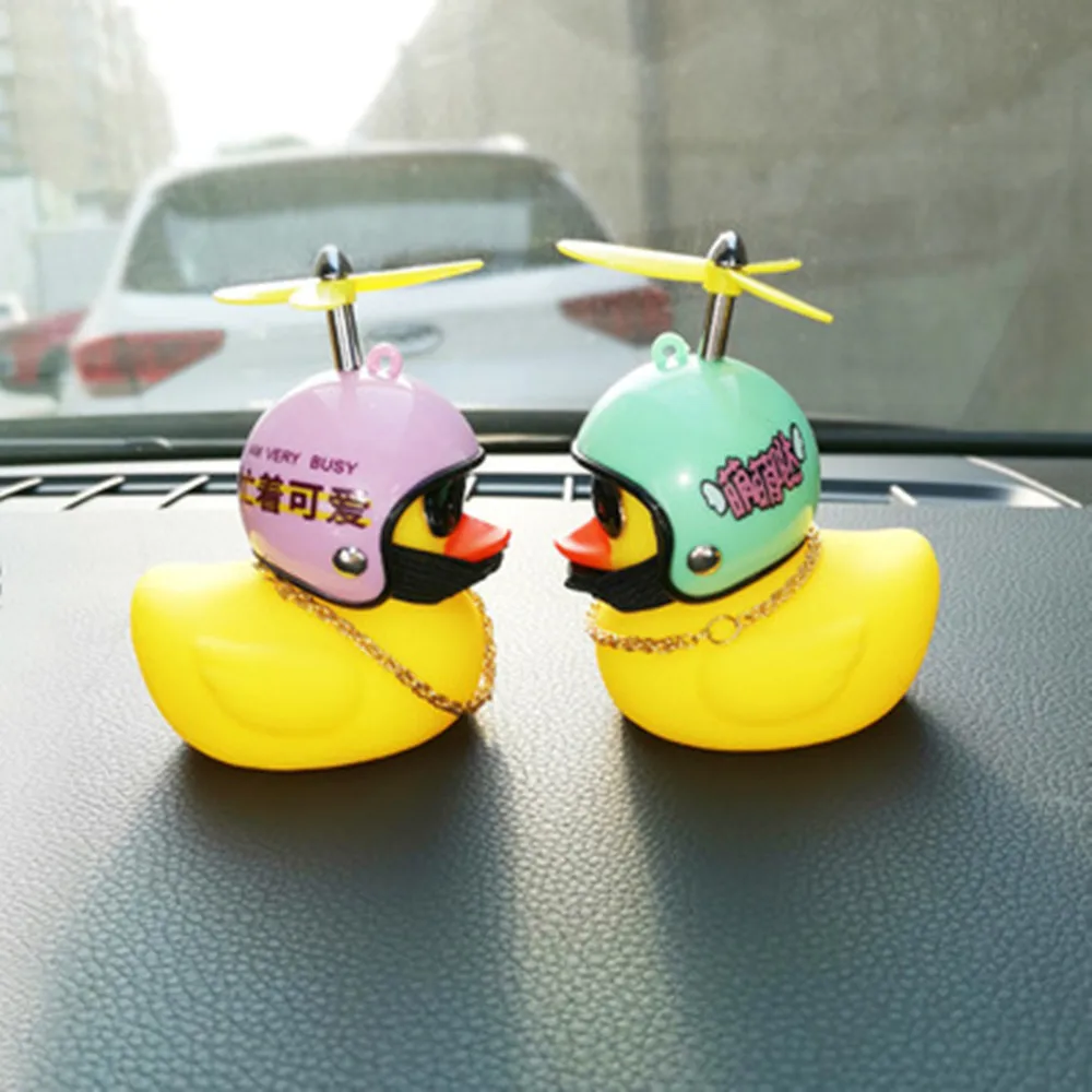 

Gift Helmet Broken Wind Small Yellow Duck Cute Interior Breaking Wind Wave Duck Car Ornament Cycling Decoration Car Accessories