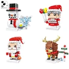 Рождественские украшения MOC С Санта-Клаусом, снеговиком, оленем, строительные блоки, фигурки друзей, кирпичи, игрушки, подарки