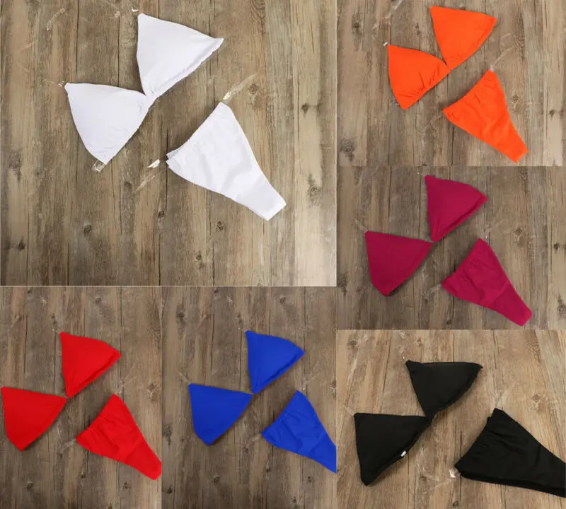 Летний женский сексуальный комплект бикини с лямкой на шее треугольный