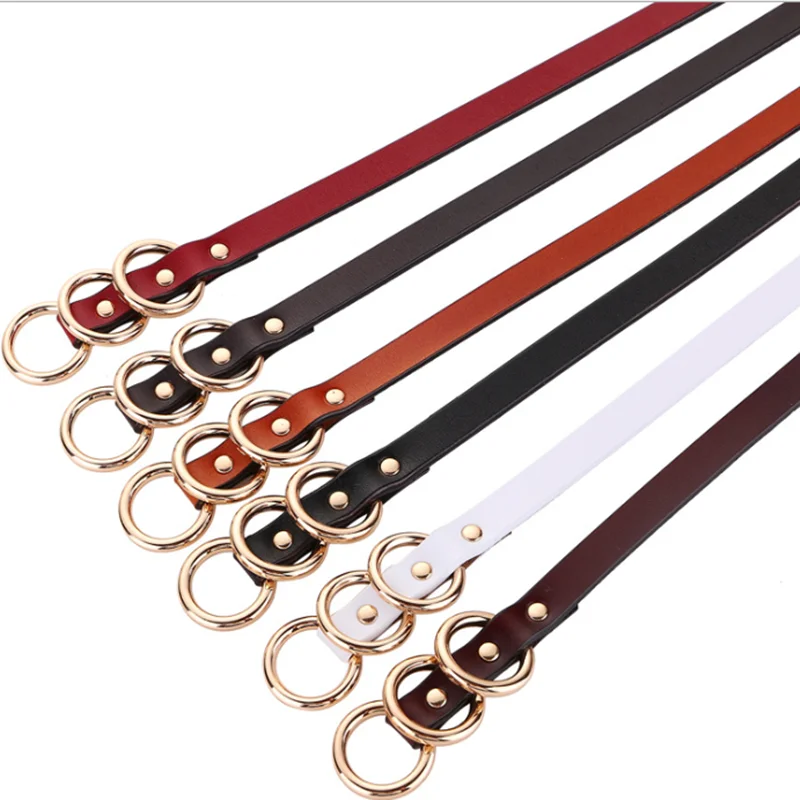 

Women's Casual Three Round Buckle Faux Leather Wide Waistbelt Trend Decorative Children's Belt Jeans Wild Women's Belt