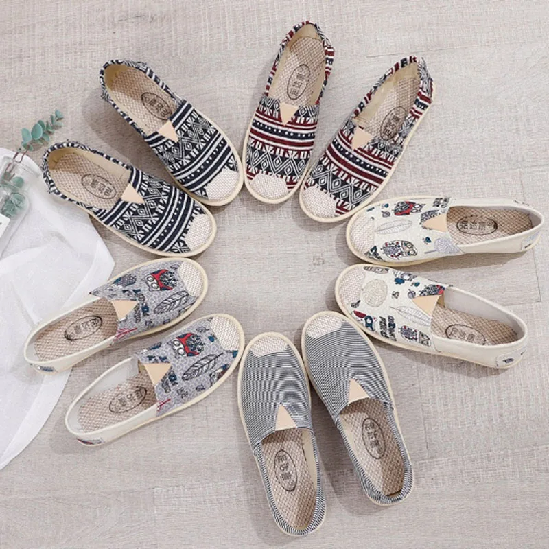 Туфли женские холщовые повседневная обувь на плоской подошве для рыбалки