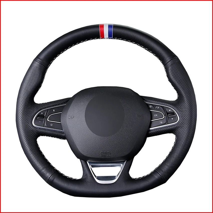 Черная накладка на руль из искусственной кожи для Renault Kadjar 2015 2019 Koleos 2017 Megane 2016