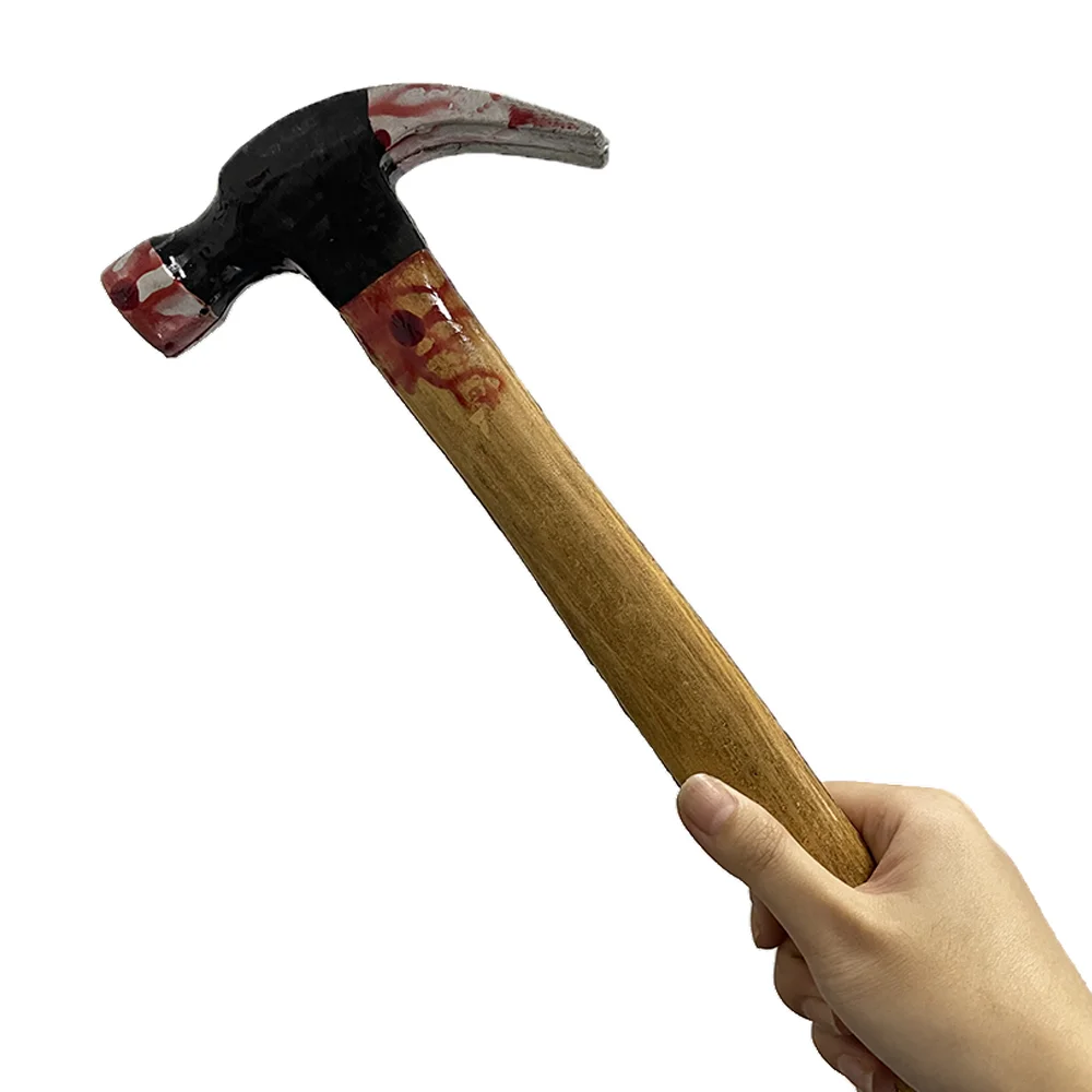 

PU FOAM Claw Hammer Prop Wood Effect Bloody Weapon Halloween Fancy Dress Accessory